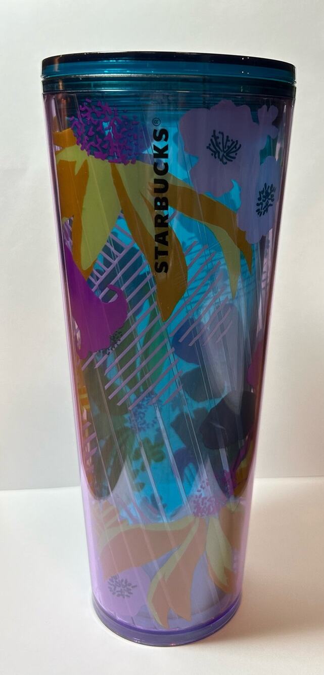 NWT! Starbucks Purple Floral Venti Cold Cup Tumbler 24 oz Spring 2022 No Straw